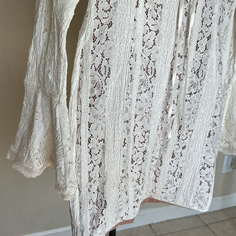 House of CB Sadie Vintage Cream Floral Lace Off Shoulder Mini Dress NWOT‎ size L - Picture 11 of 16